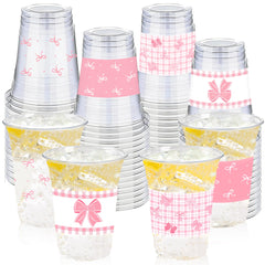 CUPLOOV pink bow cup solid pink bow design for elegant party beverage service.