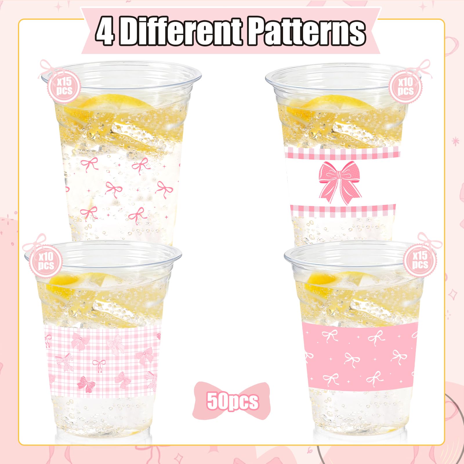 CUPLOOV pink bow cup vintage bow design for nostalgic bridal shower styling.