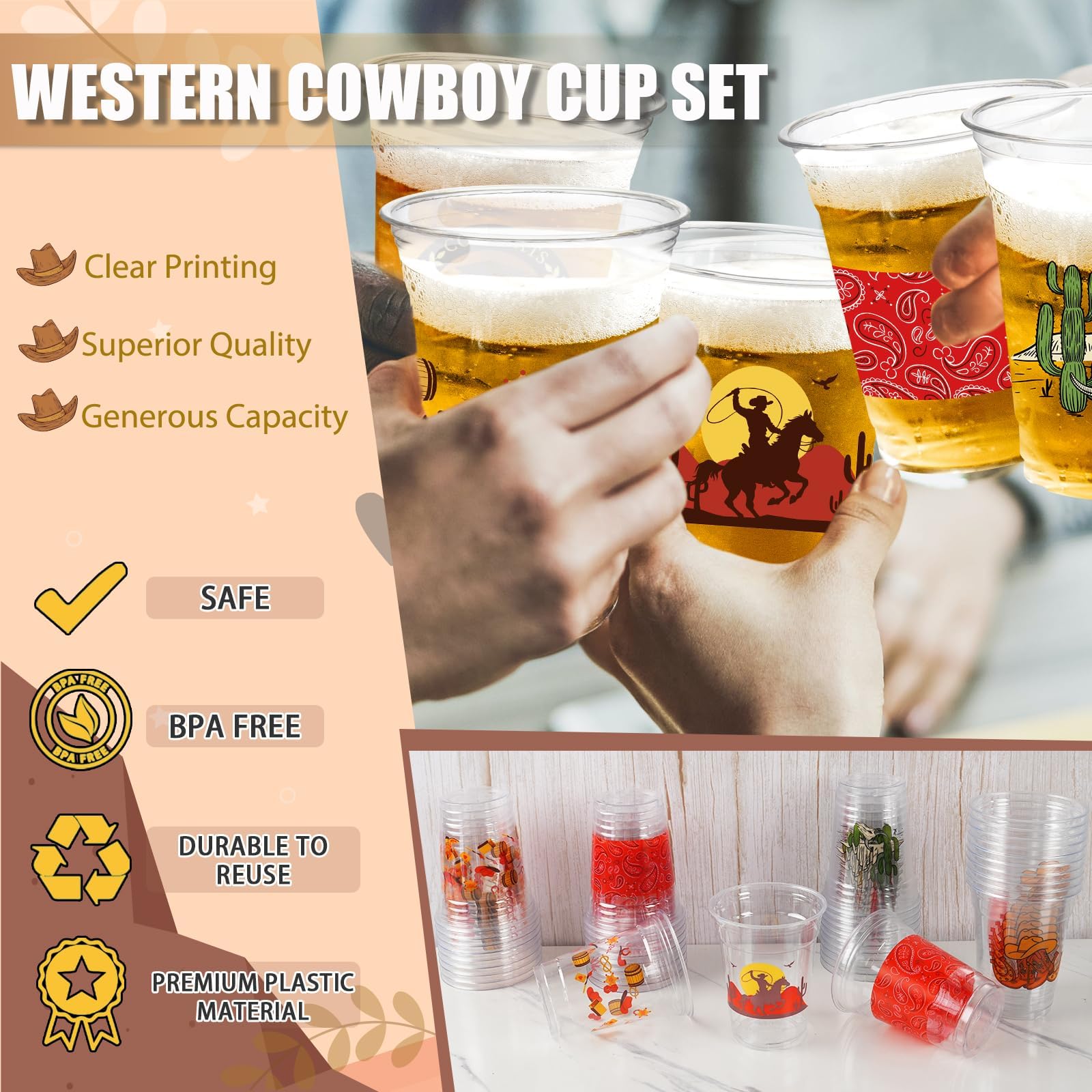Cuploov western cactus design 12 oz cup with rustic charm.