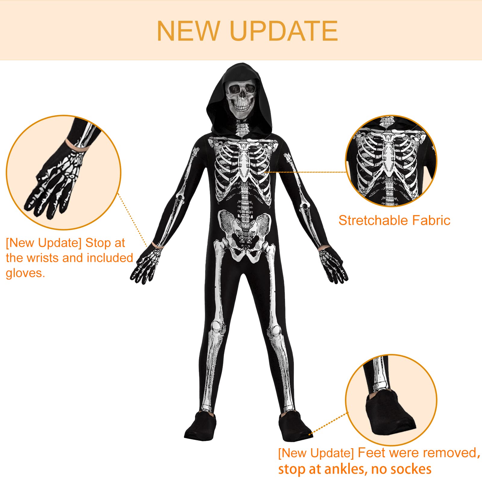 Cupohus skeleton jumpsuit back print for spooky photos