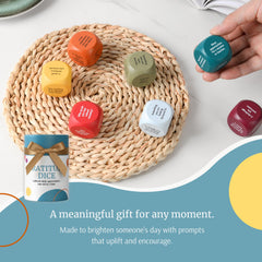 Curiosity Driven Gratitude Dice gift-ready packaging suitable for birthdays and wellness gifts.