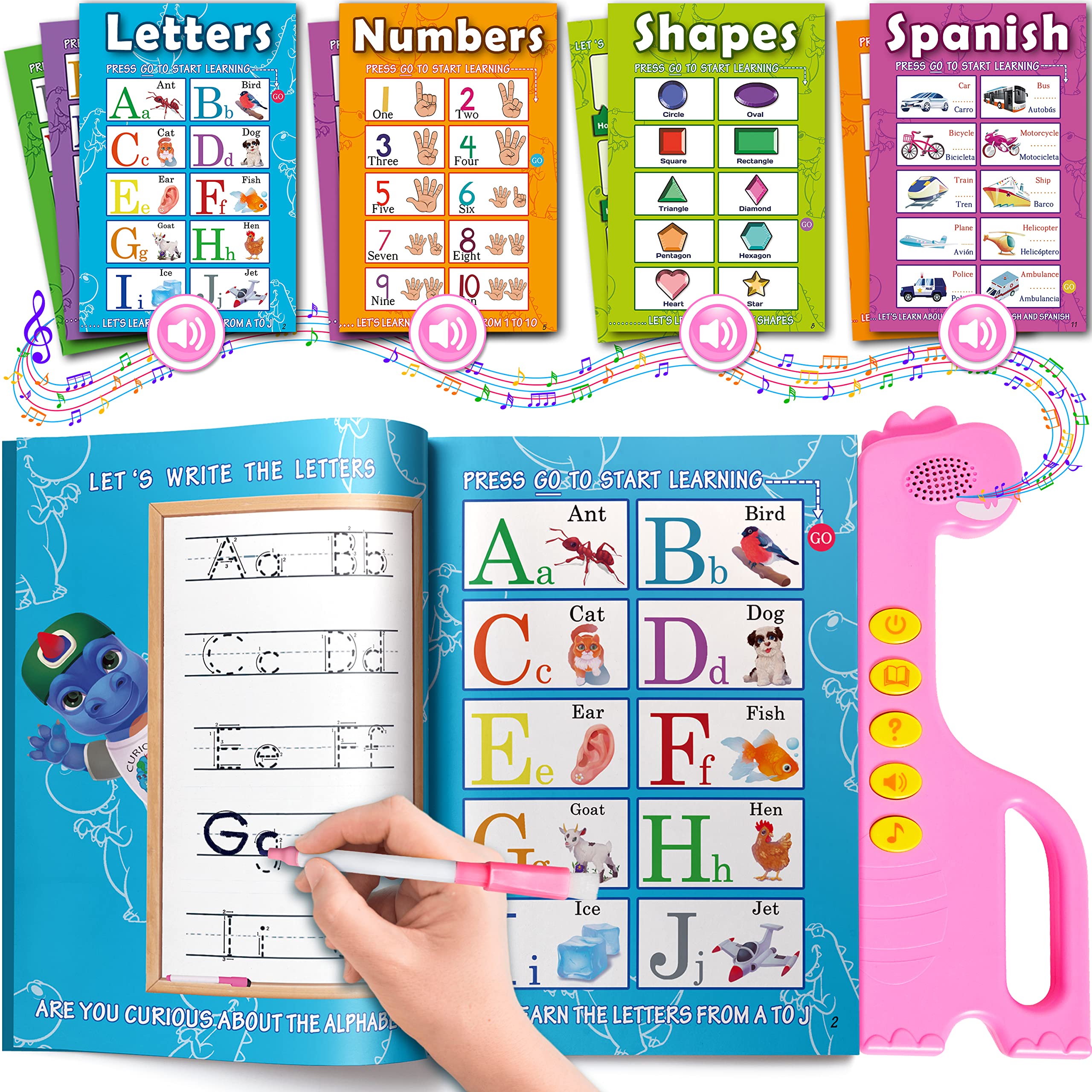 Curious 2 Learn ABC learning sound book cover with vibrant colors promotes early literacy.