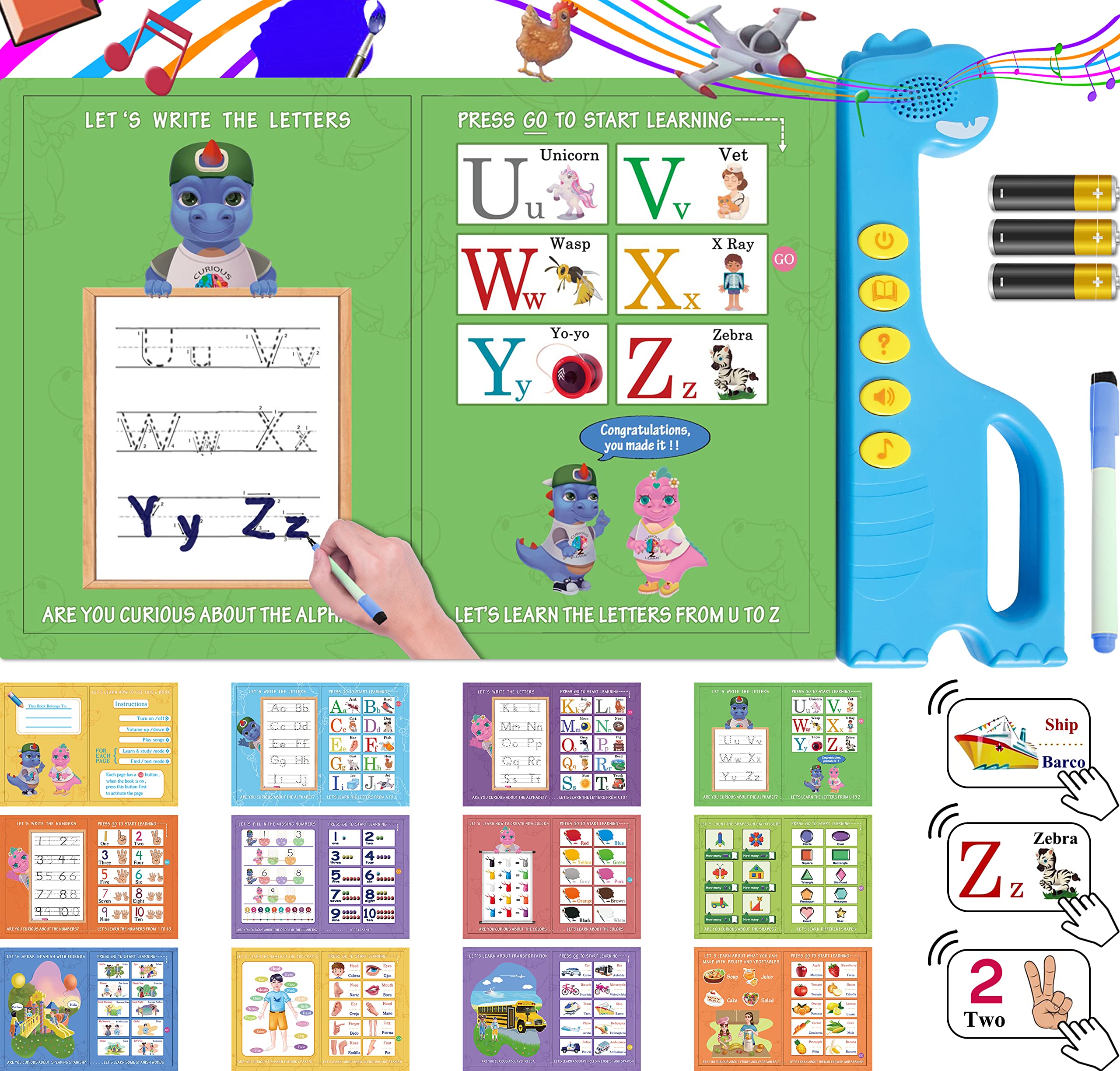 English and Spanish sound book features in Curious 2 Learn