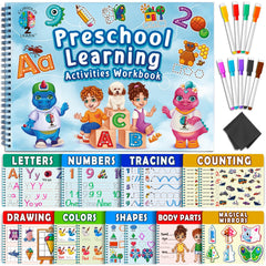 Curious 2 Learn hardcover preschool workbook for durable, mess-free learning.