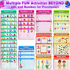 Nine markers beside the workbook enabling mess-free color practice with Curious 2 Learn