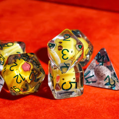 Cusdie 7-Die DND dice set, D8 yellow chicken, high contrast for table readability