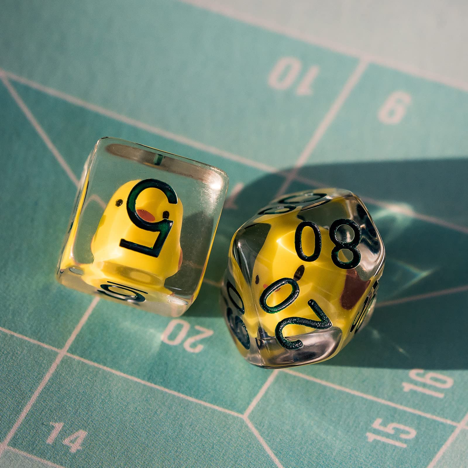 Cusdie D8 chick-inside dice adding cute charm to gameplay moments