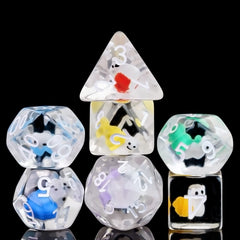 Cusdie colorful snail-filled DND dice set for vibrant gameplay ambience