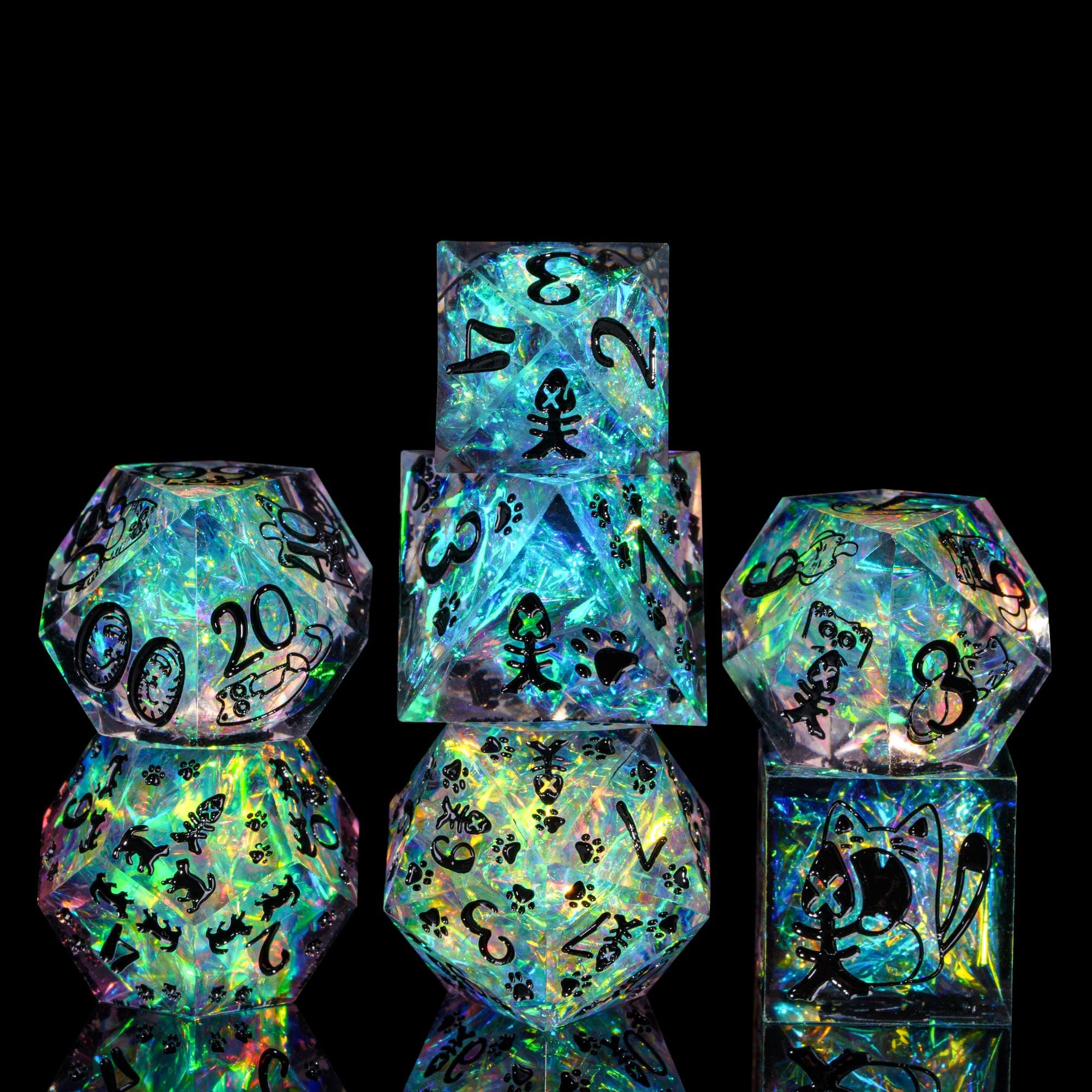 Cusdie polyhedral dice ready for tabletop adventures and creative sessions.