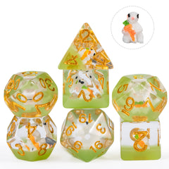 Cusdie rabbit-art DND dice accenting your game night