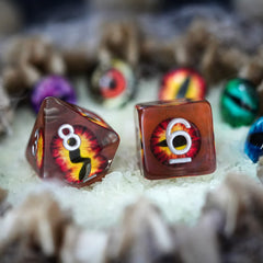 Cusdie brown eyeball dice detail with rich resin color depth.