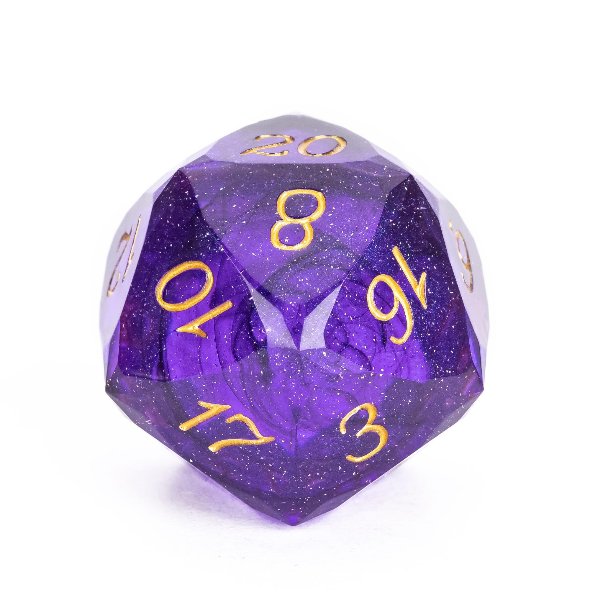 Handcrafted 30mm resin D20 balances weight and feel