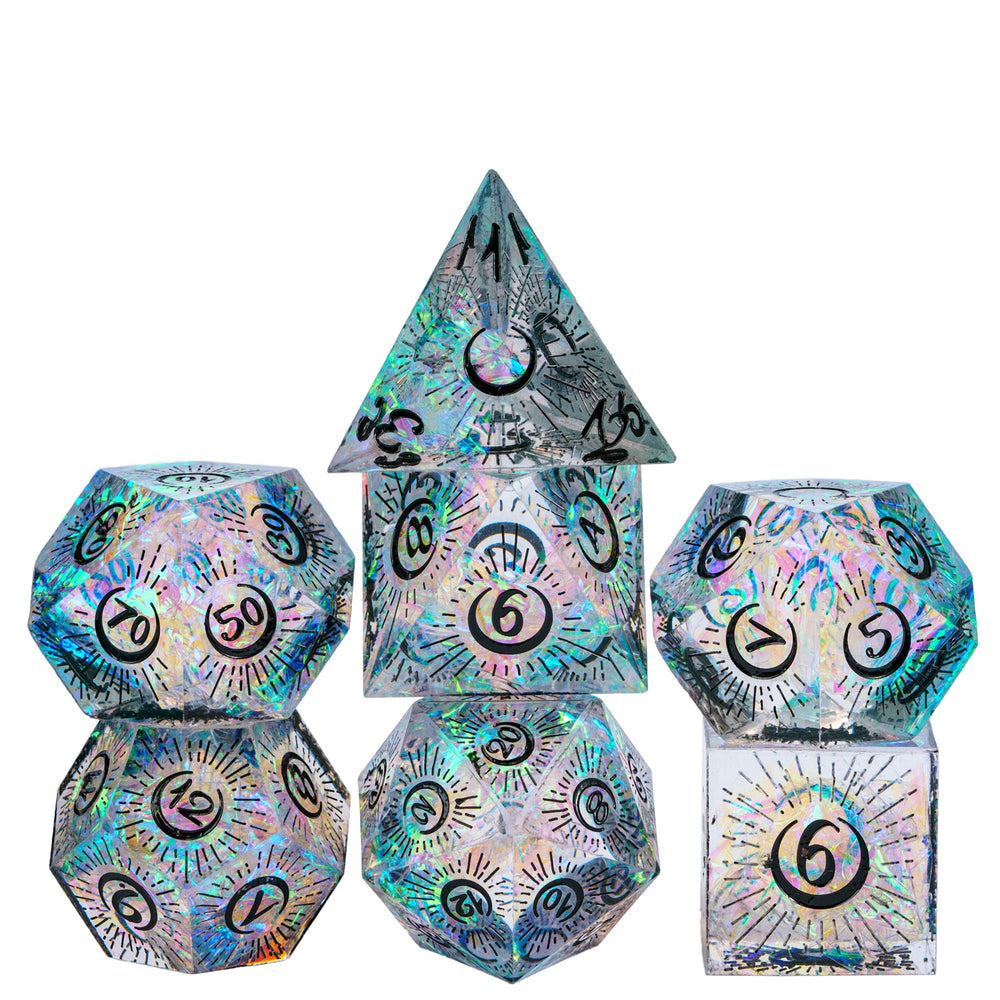 Cusdie sharp-edged DND dice set with moon design for eye-catching rolls