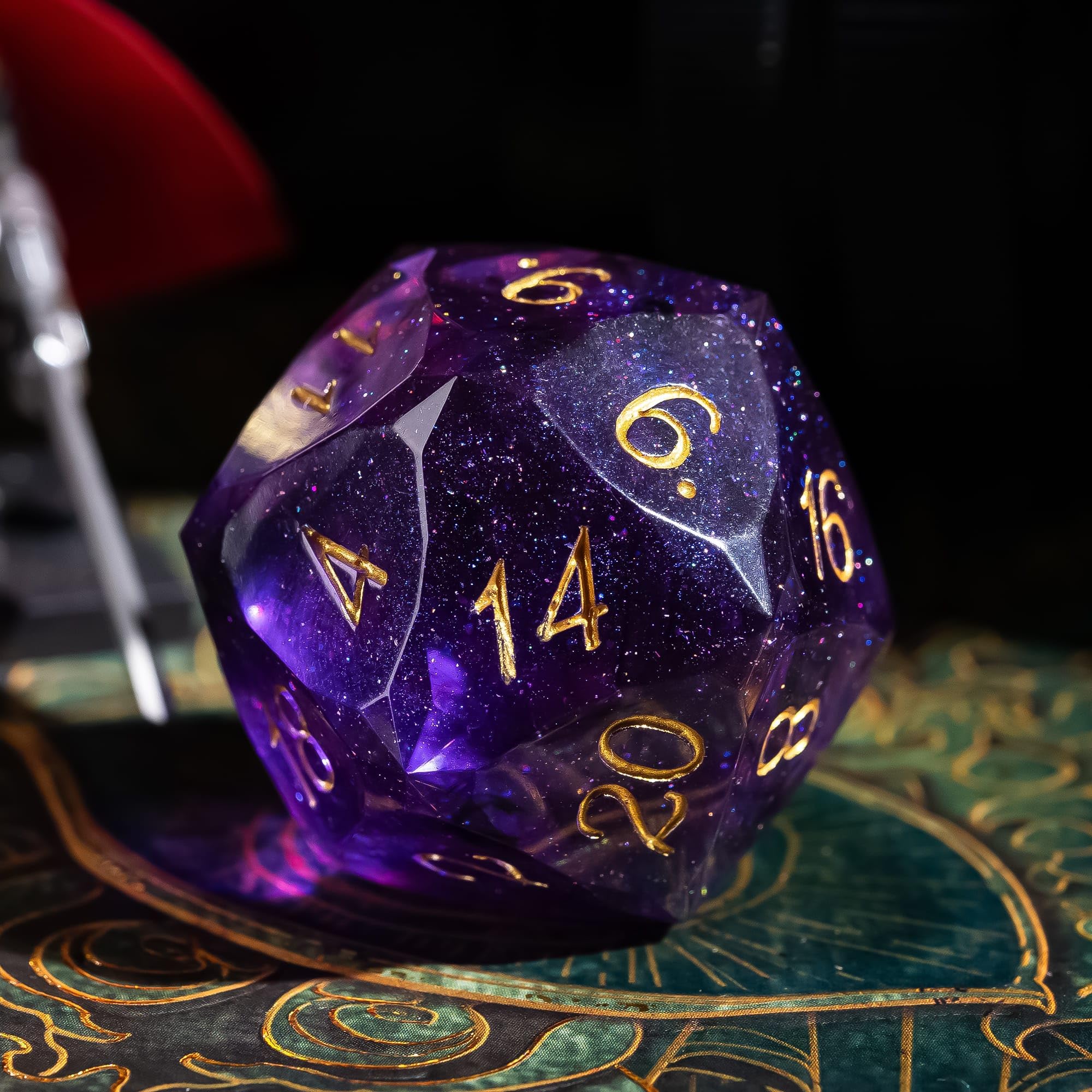 Velvet dice bag included for safe storage