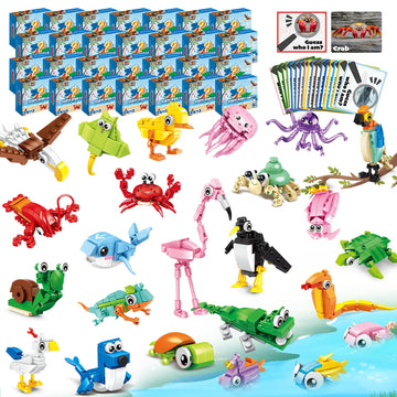 Custoduy animal blocks collection box with colorful minis, ideal for classroom prizes.