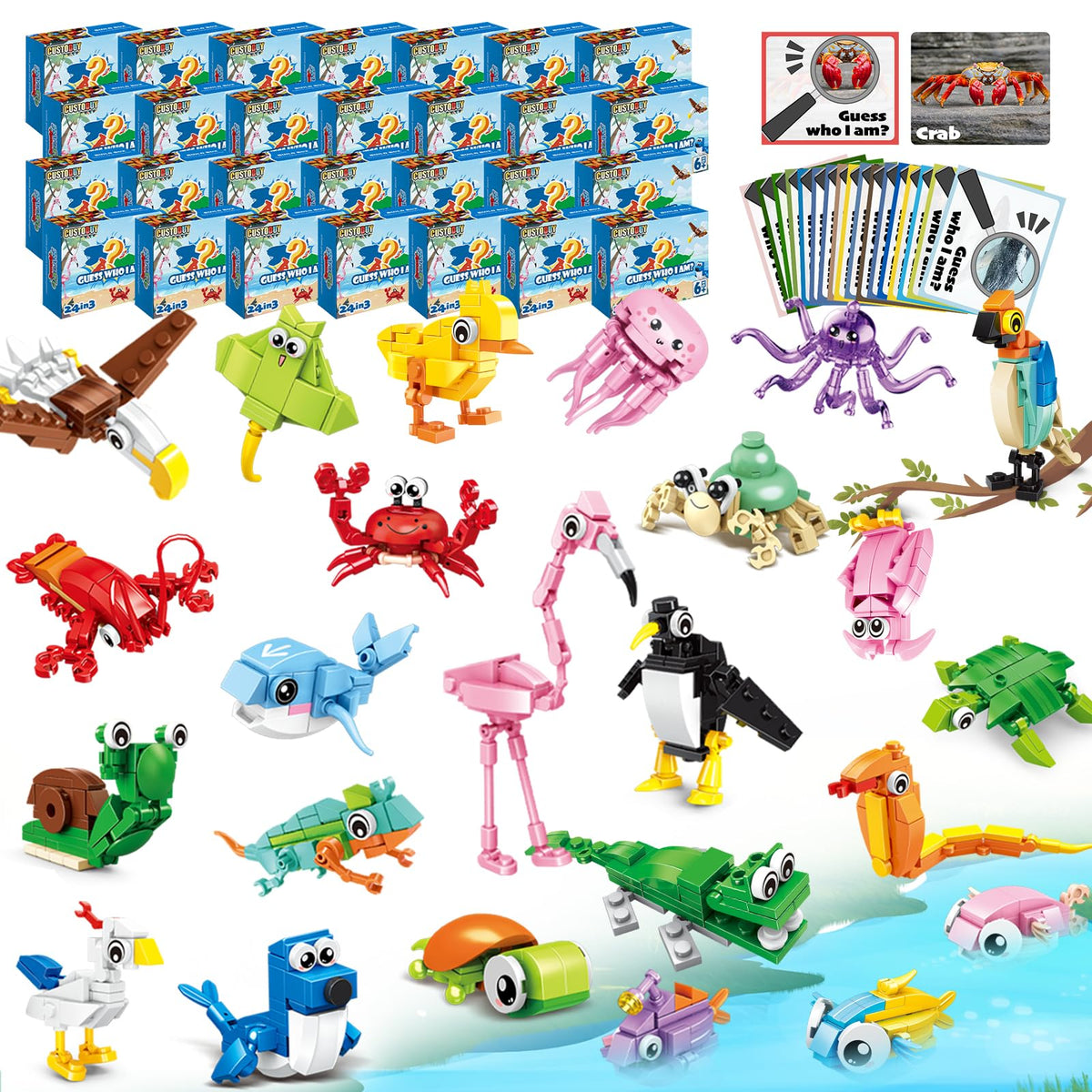 Custoduy animal blocks collection box with colorful minis, ideal for classroom prizes.