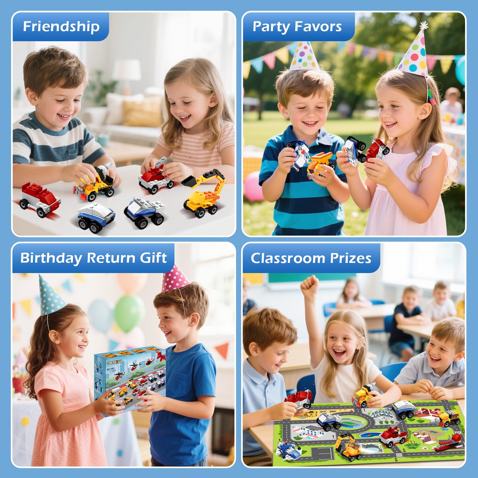 Custoduy safe ABS plastics protect little hands during independent play.
