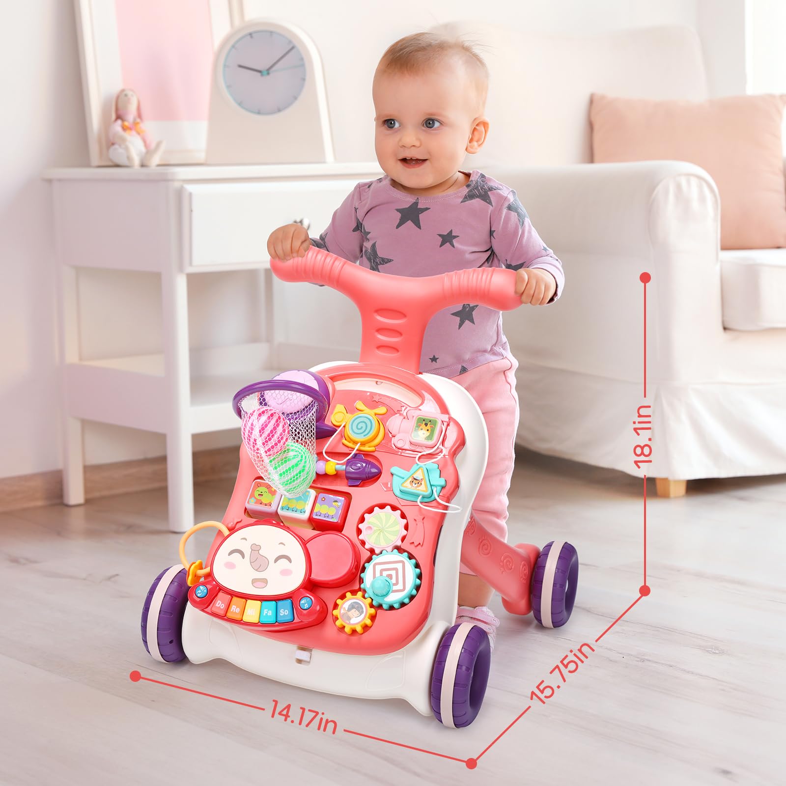 Rotatable rear wheel of the CUTE STONE walker for pace control