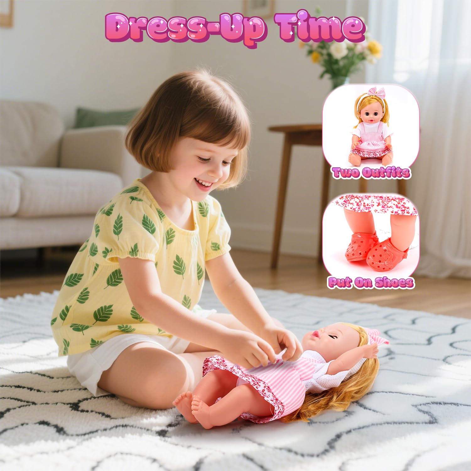 CUTE STONE doll bottle and pacifier support realistic care moments in pretend play.