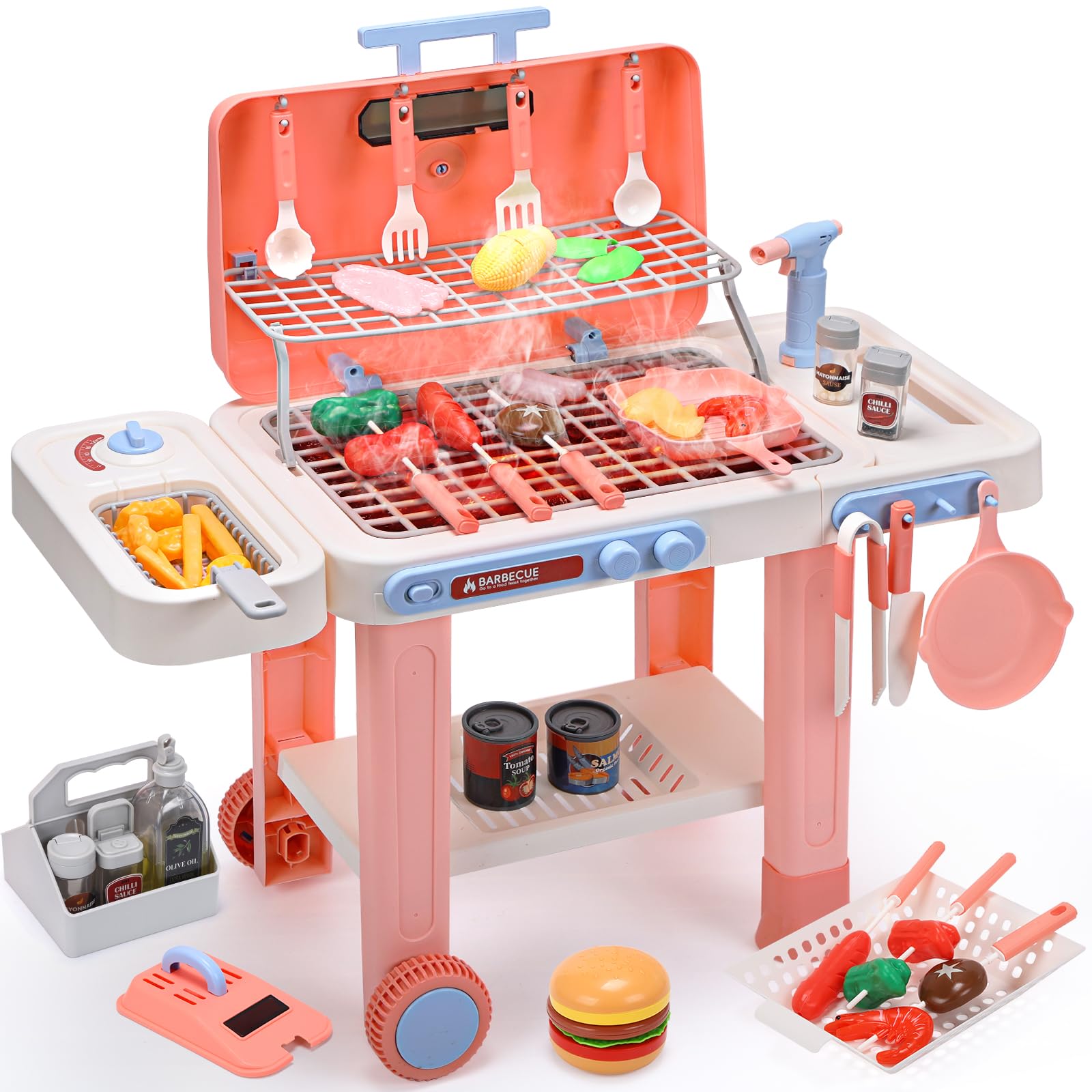 CUTE STONE BBQ grill toy in angled view to spark imaginative play.