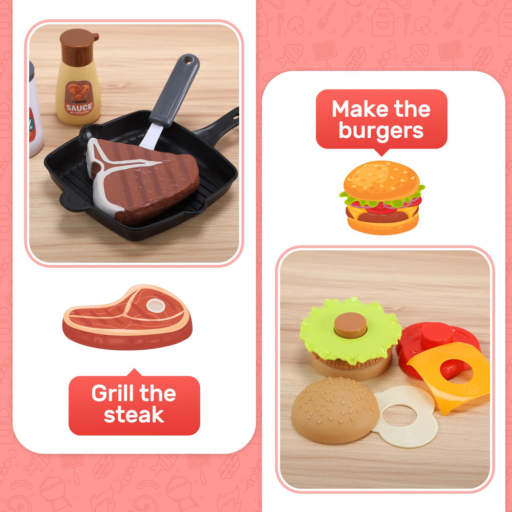 CUTE STONE grill with mist spray enhances realistic smoke-like play