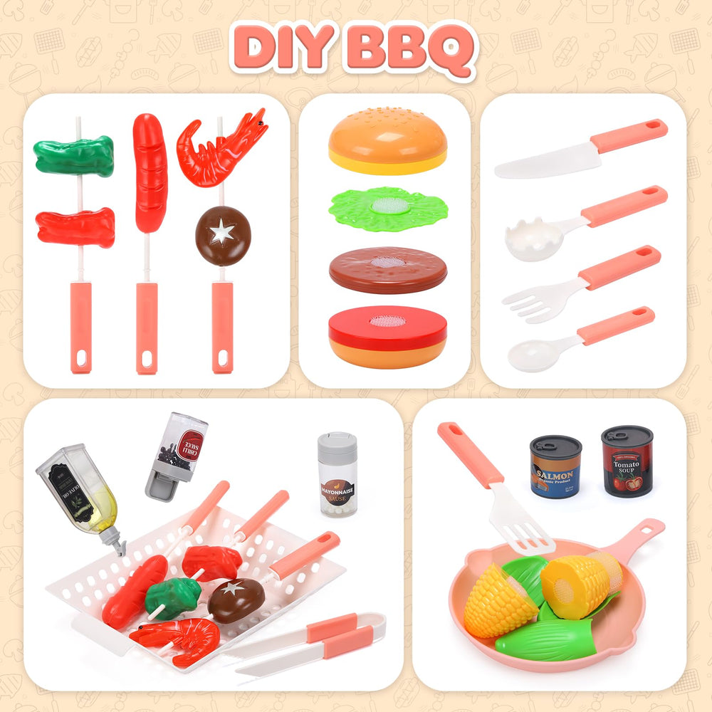CUTE STONE complete BBQ accessories set encourages organized, imaginative play.