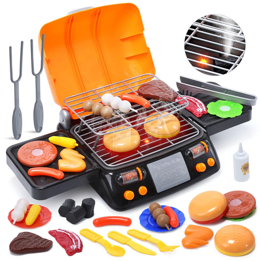 CUTE STONE cooking toy BBQ 2-layer setup for imaginative pretend grilling fun.