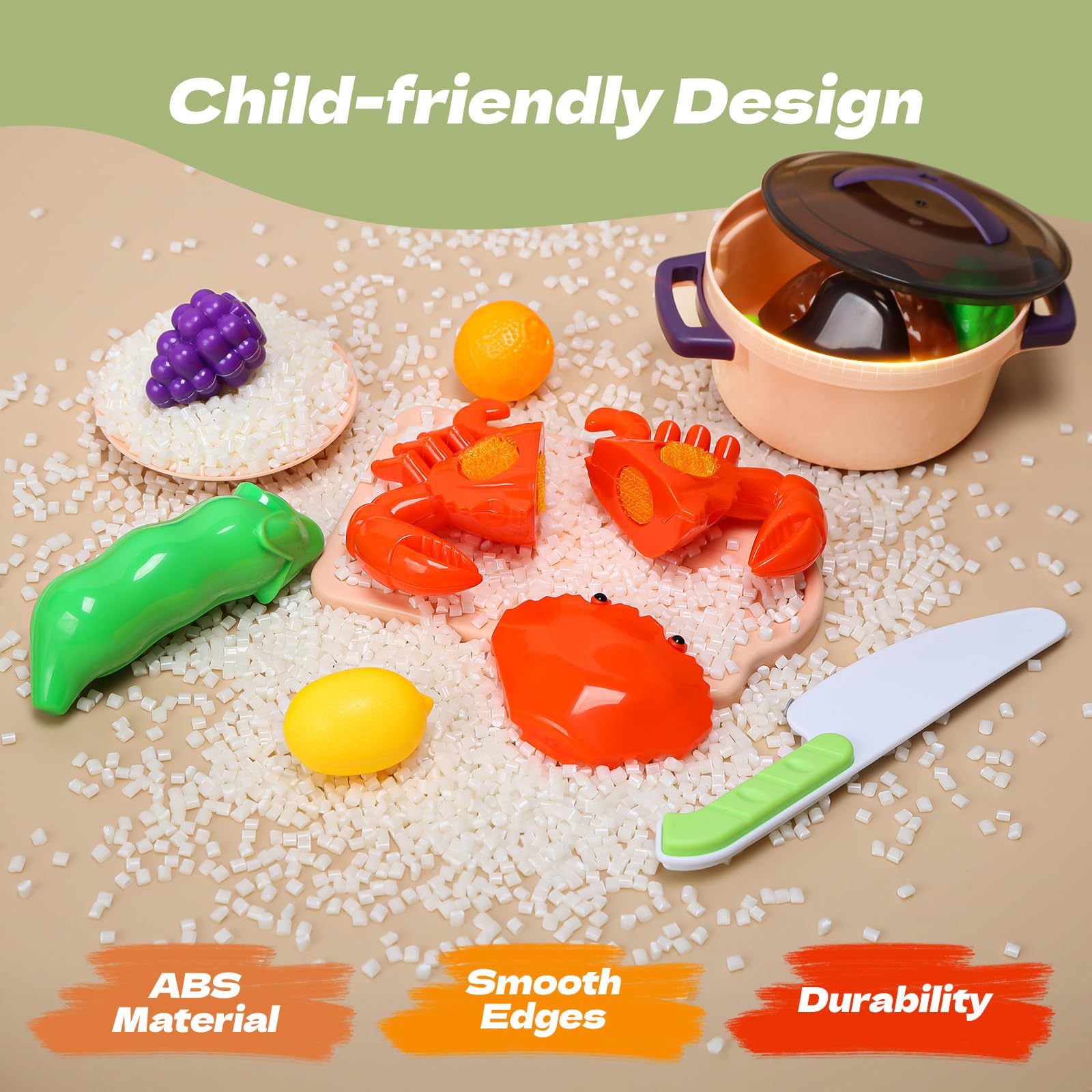 Cute Stone easy clean surface simplifies cleanup after pretend meals