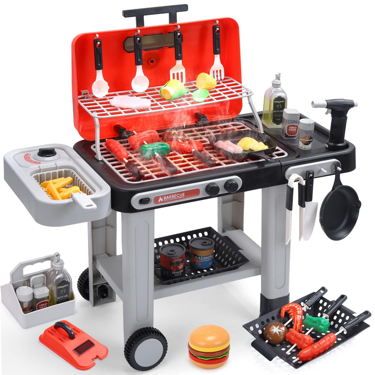 CUTE STONE front view of the BBQ grill toy for interactive pretend play.
