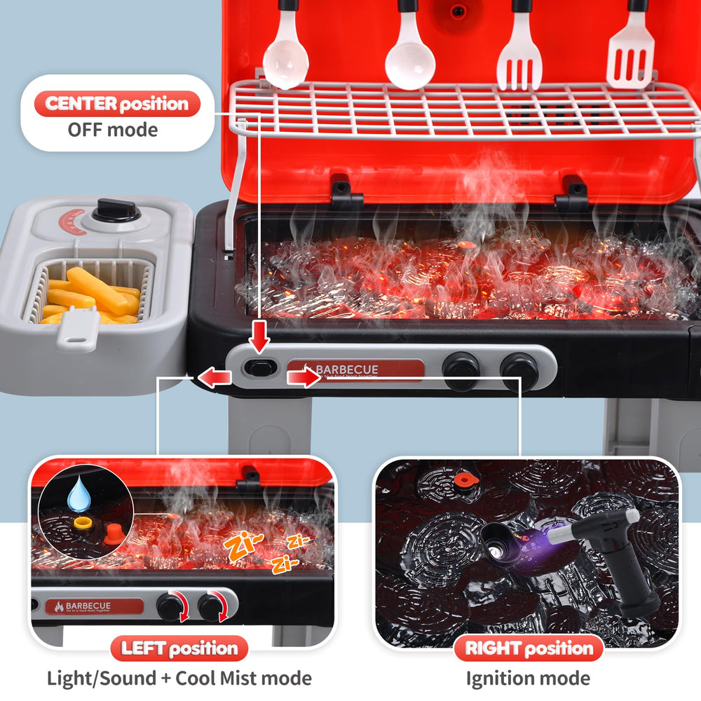 CUTE STONE two-tier grill toy design for kid-led pretend feasts.