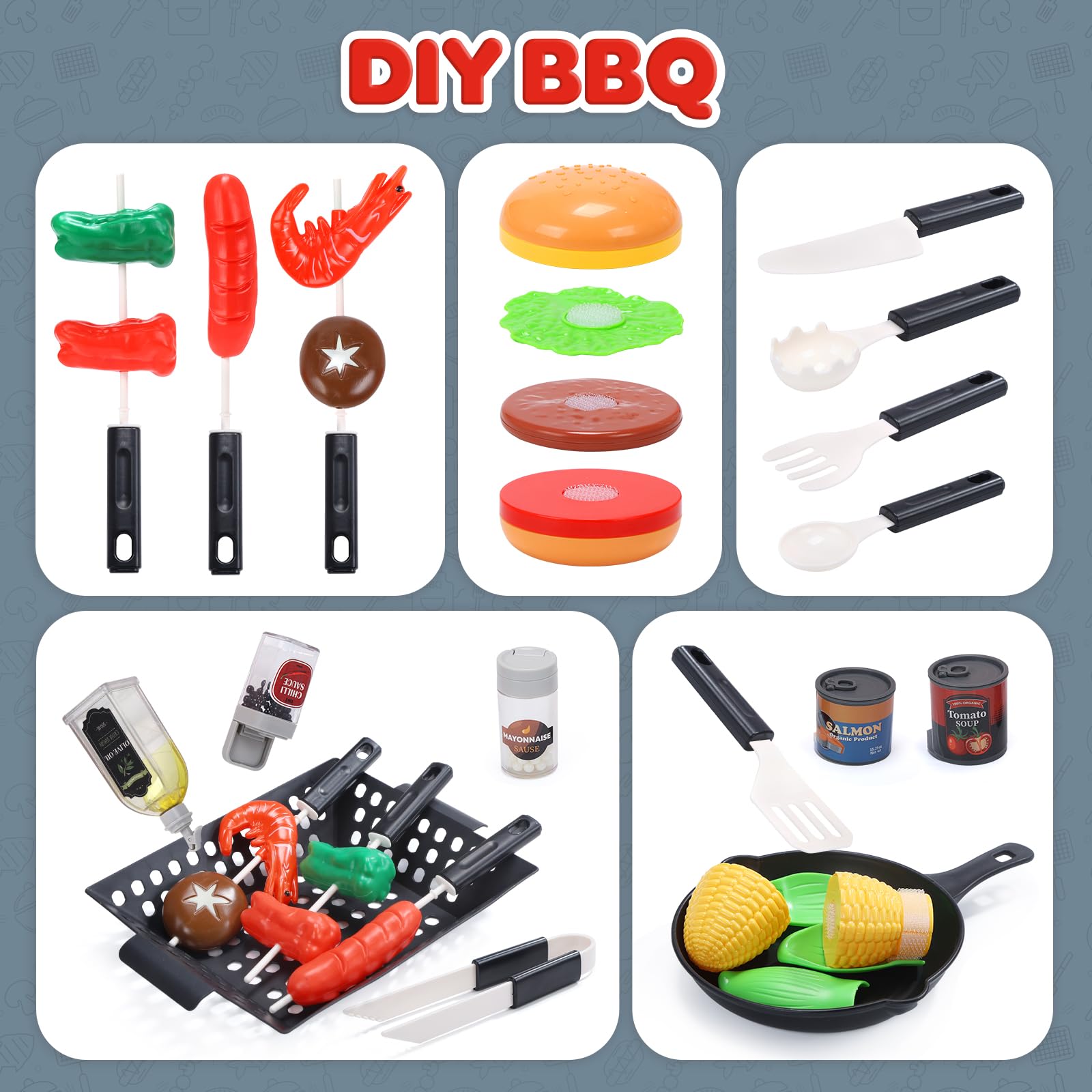 CUTE STONE BBQ grill toy wheels enable easy movement during play.