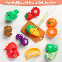 Cute Stone kids explore imaginative play ideas with a complete kitchen set.