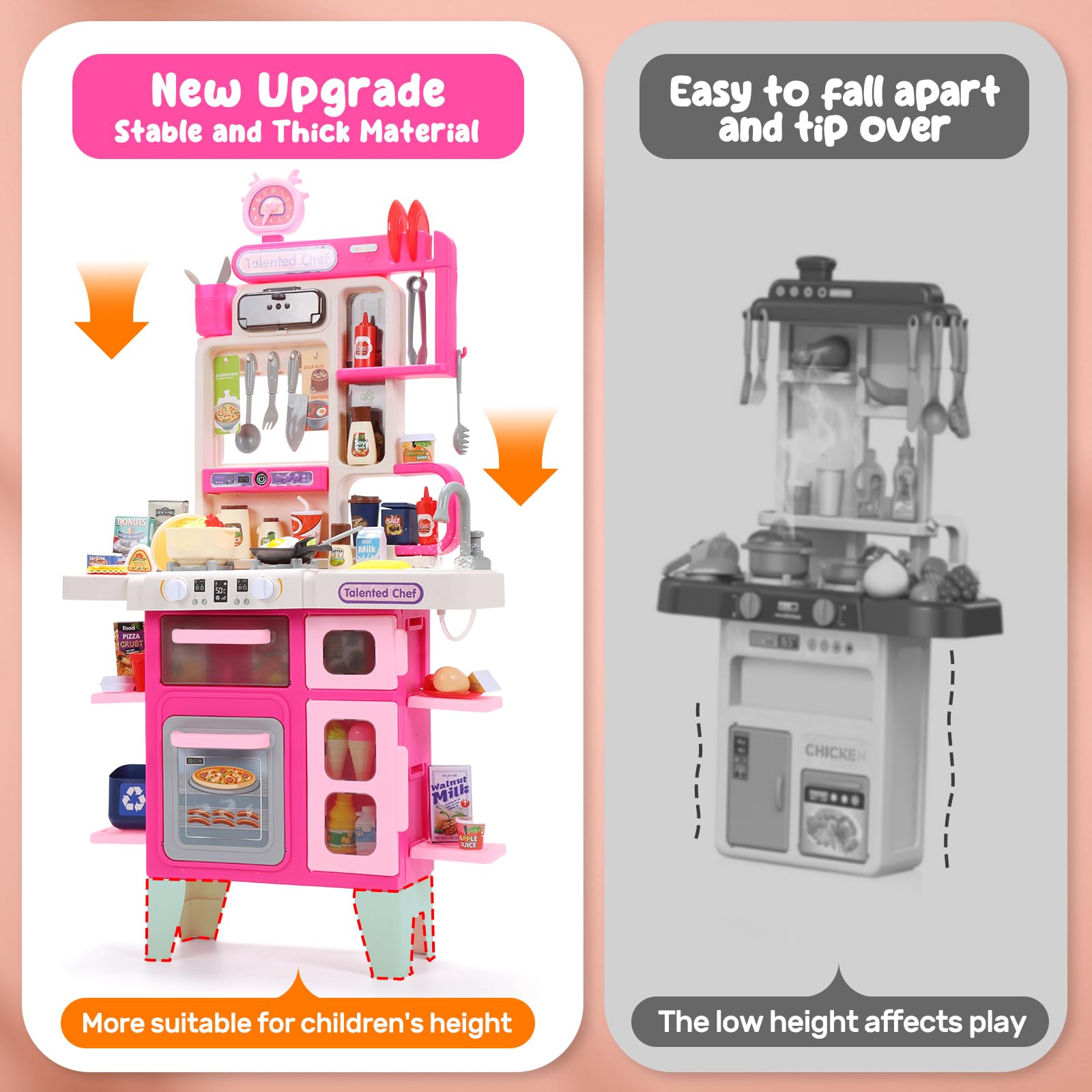 Cute Stone Kids Kitchen Playset utensils and tableware for pretend dining.