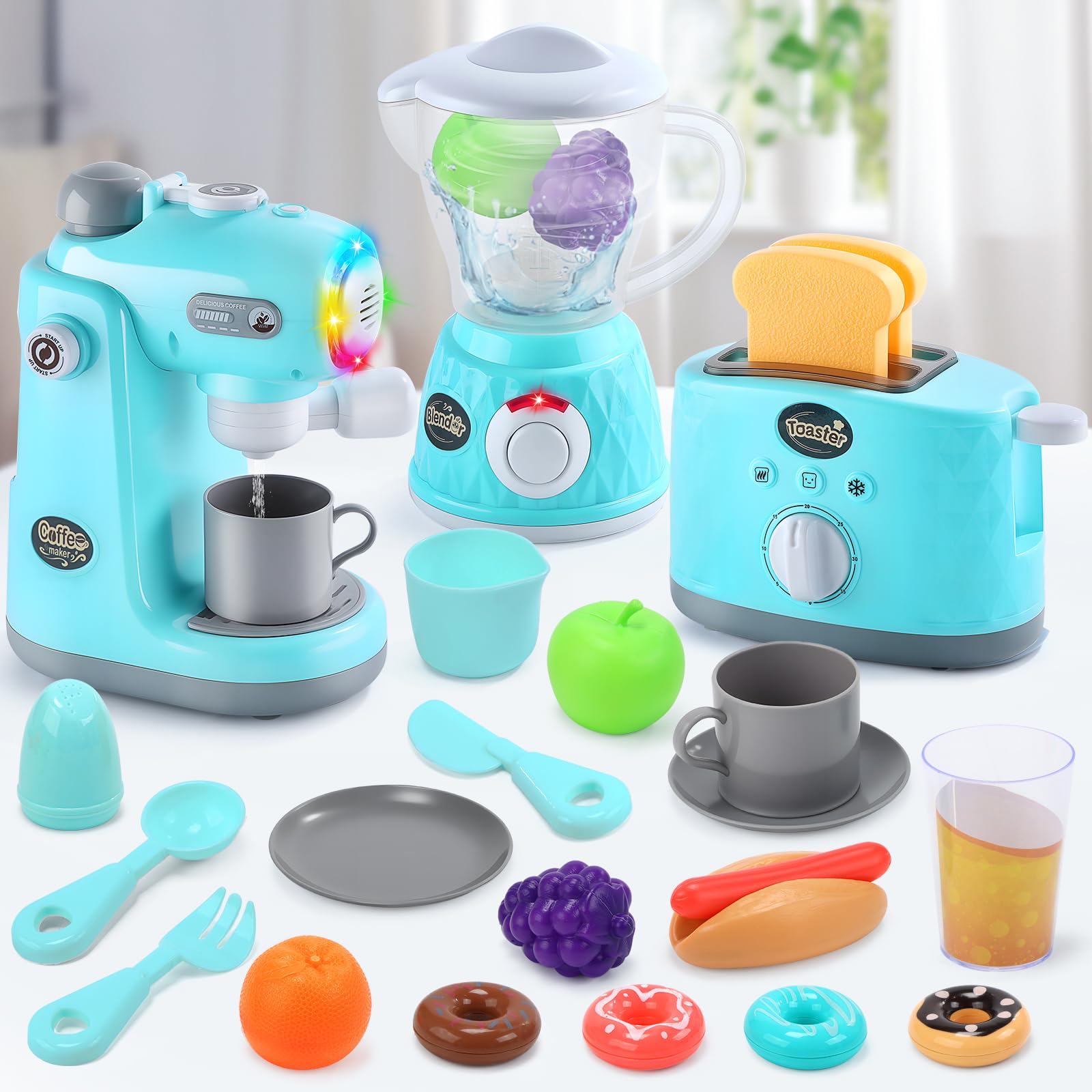 CUTE STONE kitchen sounds and lights enhance imaginative play for kids.