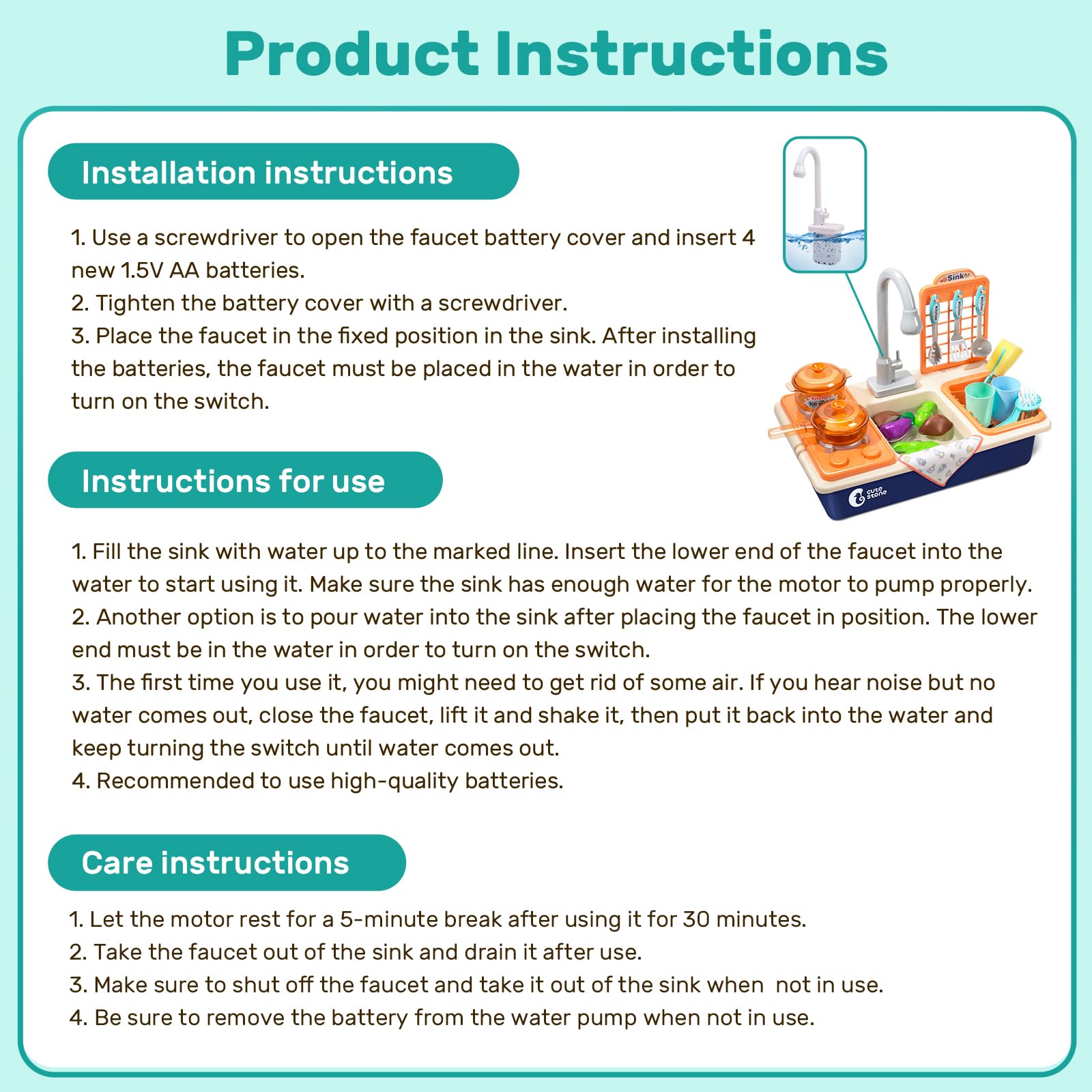 CUTE STONE kids role-play kitchen accessories spark collaborative cooking and tidy-up fun