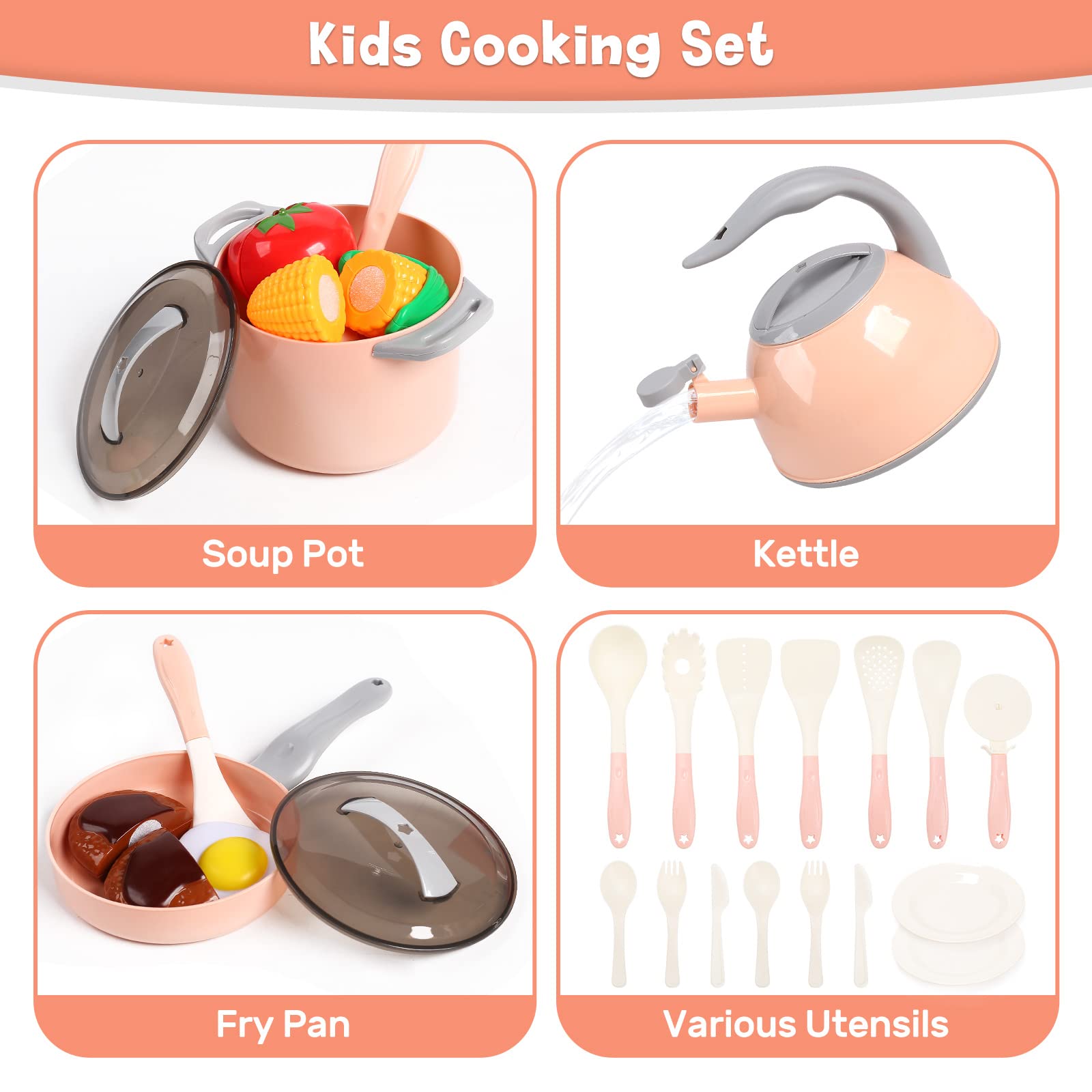 Cute Stone kitchen utensil playset with spatulas and tongs sparks creativity during pretend meals.