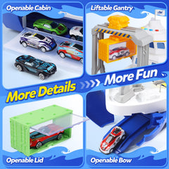 CUTE STONE open cargo hold with containers enables realistic loading play