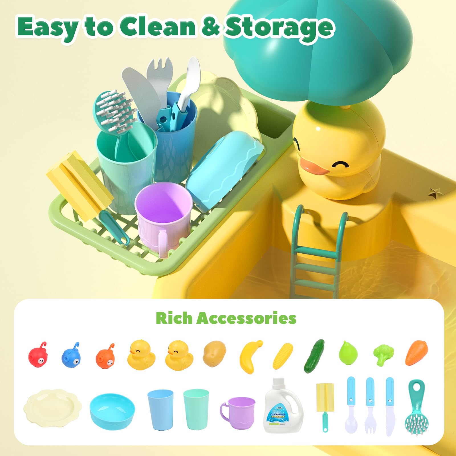 Cute Stone Play Sink used with bath/pool toys for versatile water play.