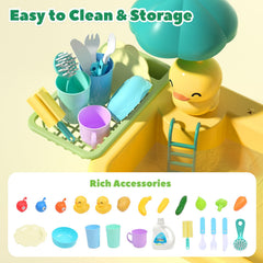 Cute Stone Play Sink used with bath/pool toys for versatile water play.