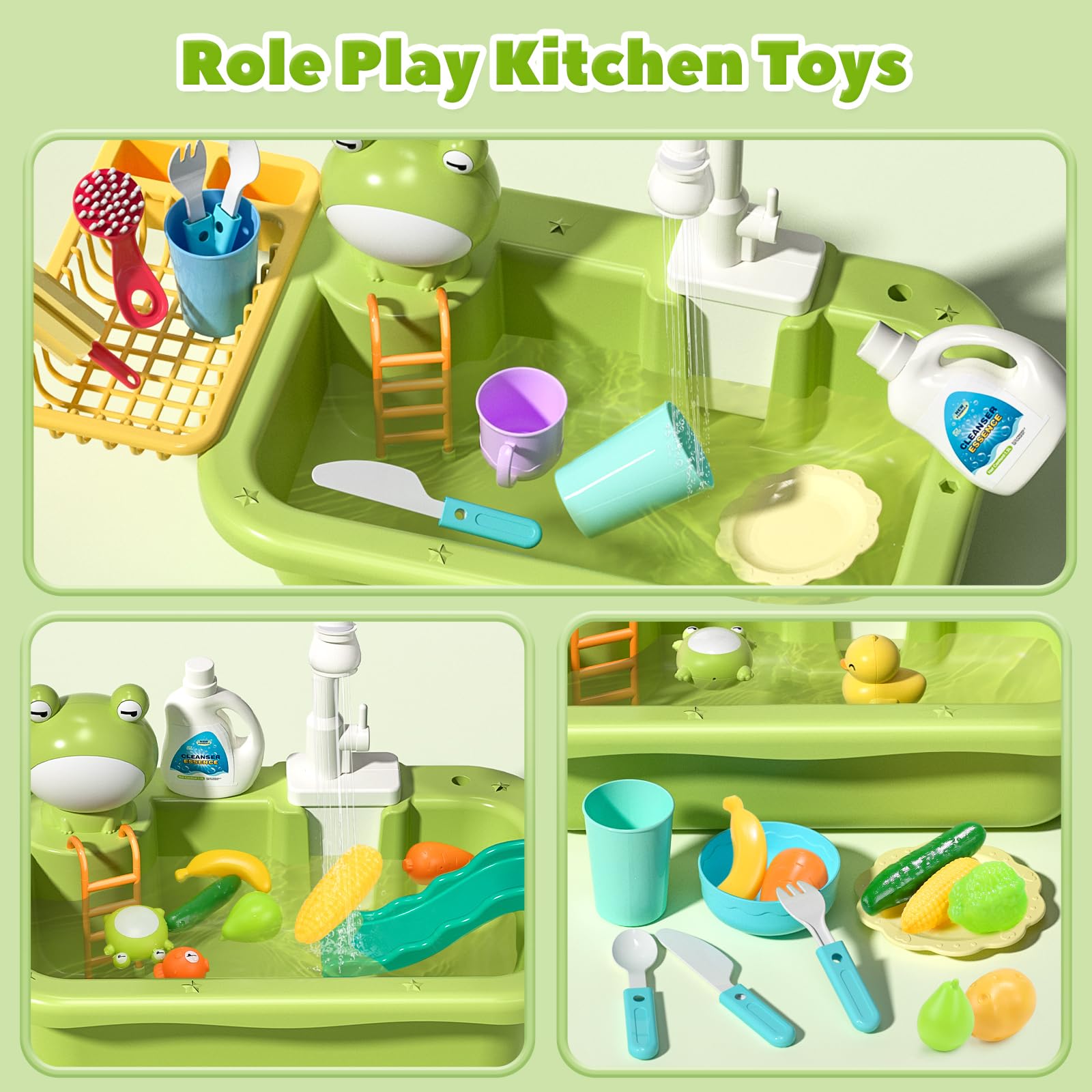 CUTE STONE Play Sink Kitchen Accessories include cups plates and utensils