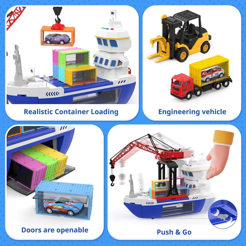 CUTE STONE push-go car launch system offers quick exciting car deployments during pretend voyages.