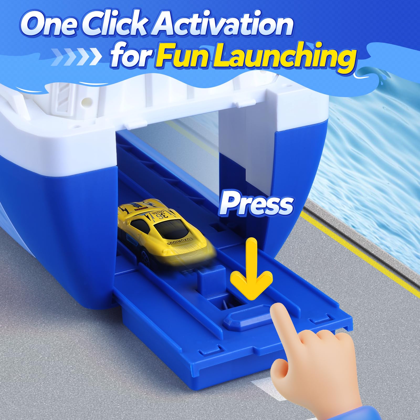 CUTE STONE ship rolls on the floor for easy maneuvering
