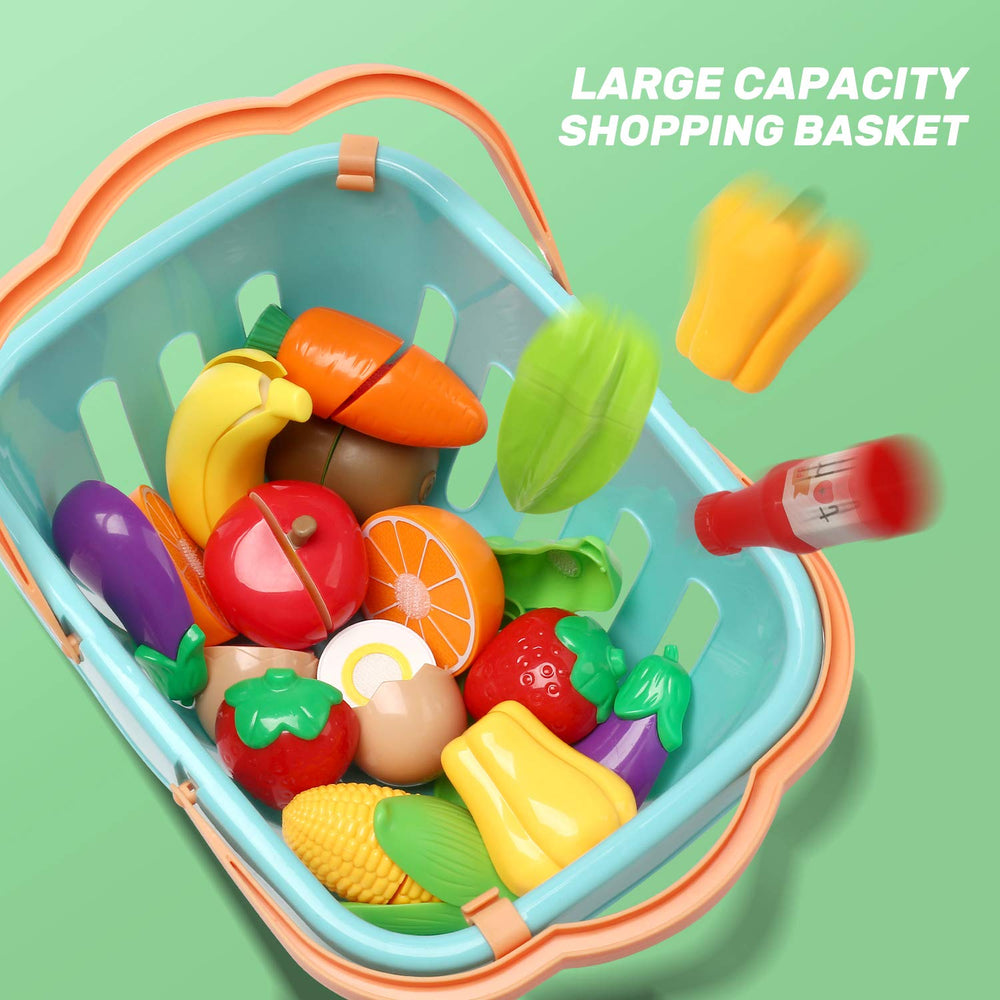 CUTE STONE shopping basket enables market style pretend shopping