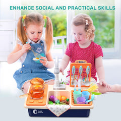 CUTE STONE toy dish rack and storage help keep pretend kitchen organized