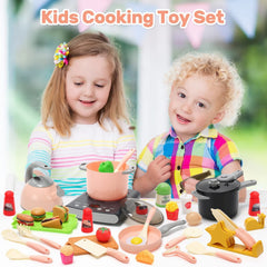 CUTE STONE toy pots and pans set for realistic pretend meals.