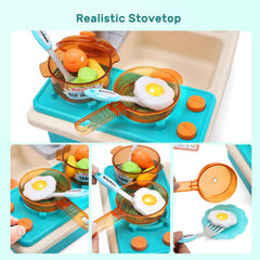 CUTE STONE upgraded stove playset for realistic pretend cooking.