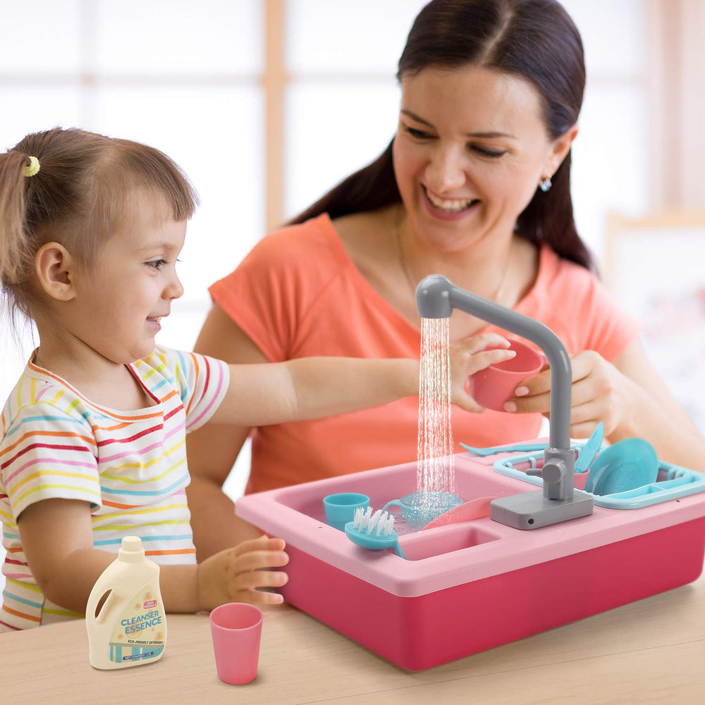 CUTE STONE upgraded real faucet function showing water flow for realistic pretend play