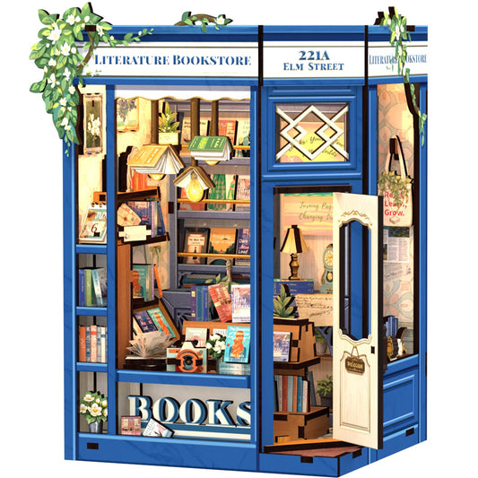 CUTEBEE Book Nook assembly scene highlighting precise laser-cut panels for a dreamy bookshelf display.