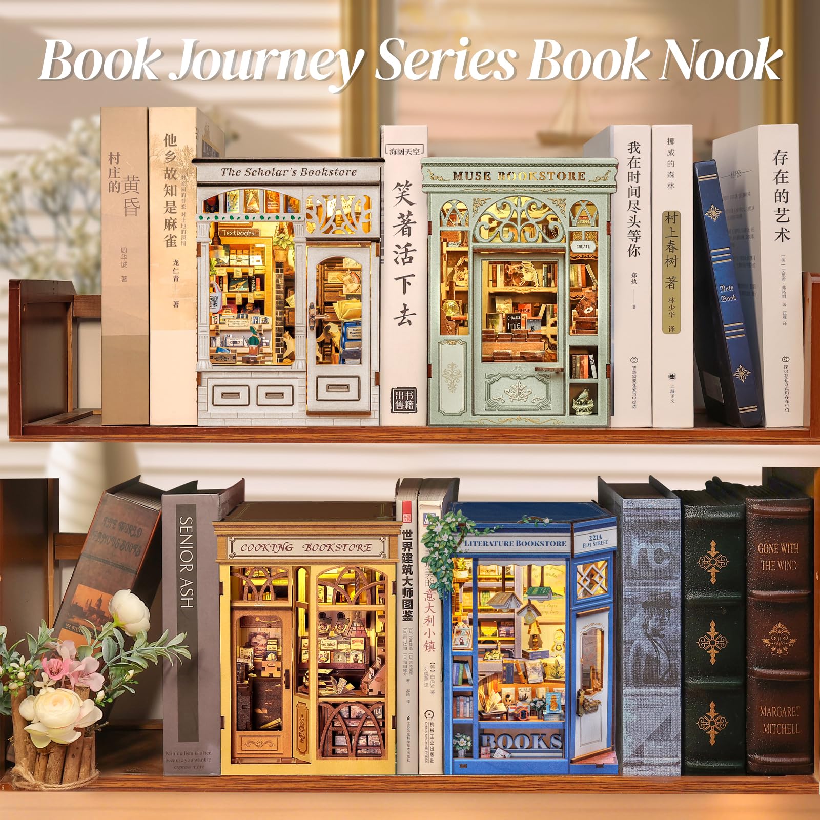 CUTEBEE Book Nook display on a desk shows literary charm.