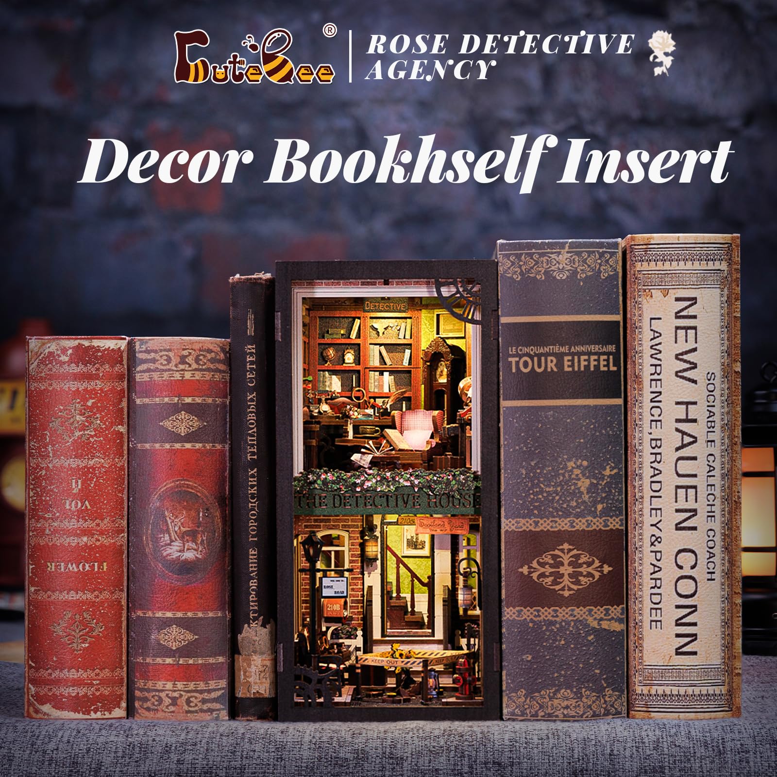 CUTEBEE Book Nook dust cover protects the interior during display.